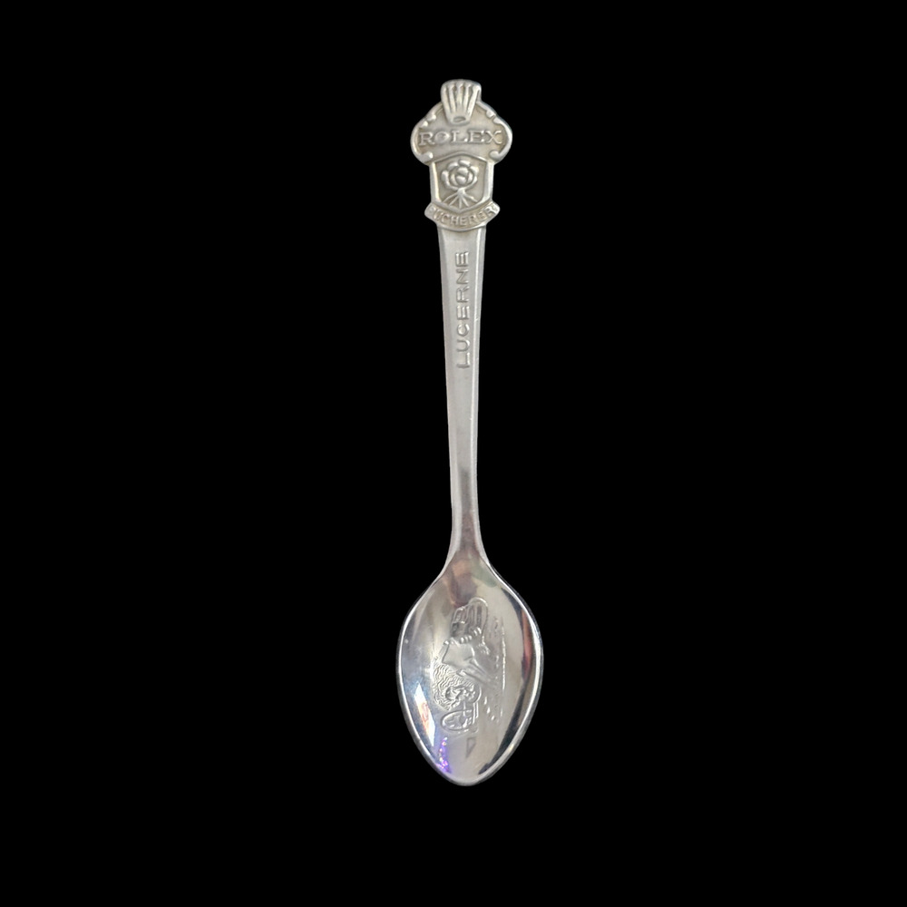 Vintage ROLEX BUCHERER of Switzerland Souvenir Spoon - Lucerne Lion and Rose